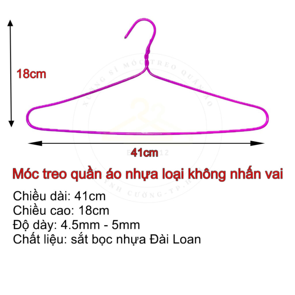 thông số kỹ thuật móc áo loại không nhấn vai